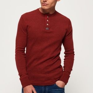 Superdry Heritage Grandad Long Sleeve Top - Red